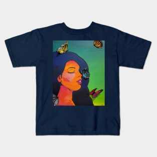 Peaceful Butterfly Girl Kids T-Shirt